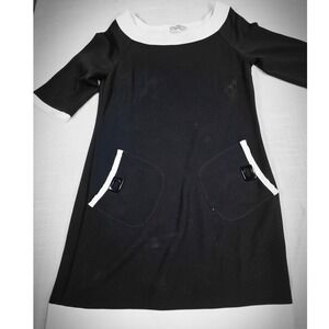 ECI New York Black White Colorblock Mod Shift Dress Pocket Detail 6 71529536835